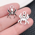 Colgante de araña de aleación plateada para joyería DIY mostrado para ver el tamaño - Halloween Araña (B110) / 1 Pieza/Paquete (14x18mm) / Plata antigua