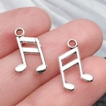 Colgantes de nota musical vintage en aleación de plata para creación de joyería - Semicorchea (11236) / Paquete de 1 Pieza (9x14mm) / Plata Antigua