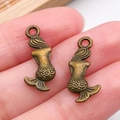 Par de dijes de sirena en aleación de bronce para collares DIY con textura de escamas - Sirena Océano Bronce Antiguo (8214)