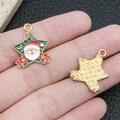 Pendentif étoile de Noël avec émail Père Noël et détails métalliques au verso - Père Noël en Étoile (19690)