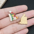 Pendentif en alliage bonhomme de neige de Noël avec lettrage Merry Christmas et émail - Bonnet de Noël Bonhomme de Neige (19691)