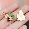 Colgante navideño con pingüino y árbol para creación de joyas y accesorios DIY - Pingüino de Árbol de Navidad Rojo (19574)
