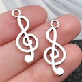 Colgantes de nota musical en aleación de plata para pulseras DIY y joyería - Clave de Sol (5619)