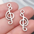Colgantes de nota musical clave de sol plateados para creación de joyas DIY - Clave de Sol Pequeña (6401)