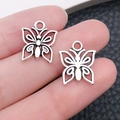 Colgantes de mariposa hueca en plata antigua de aleación para joyería DIY - 1 Pc Mariposa Plata Antigua 13x15mm (8055)