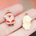 Colgante de Papá Noel en esmalte con acabado dorado para joyería de Navidad DIY - Papá Noel Blanco (19577)