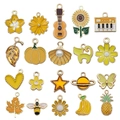 20pcs mixed yellow enamel charms including sunflower and bee for DIY jewelry making - Enamel Yellow Set (SN990)