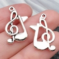 Colgantes de nota musical plata antigua para creación de joyería artesanal - Combinación de Notas Musicales (8450)