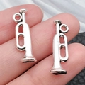 Colgantes de trompeta instrumento musical de aleación plata antigua para joyería DIY - Trompeta (9161)