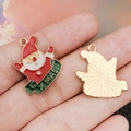 Colgante de Papá Noel esmaltado con pancarta X MAS y reverso de metal dorado - Muñeco de Nieve XMAS de Navidad Rojo (19579)