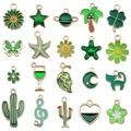 20pcs green enamel plant and animal charms set for DIY jewelry making and craft projects - Enamel Green Set (SN992)