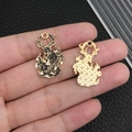 Golden and black enamel deer pendant with spiritual beast motif for DIY jewelry making - Halloween Deer (19346) / 28x18mm (1 Piece)