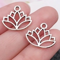 Paar vintage zilveren holle lotusbloem hangers voor DIY sieraden maken hobby - Antiek Zilver Holle Lotus (14x16mm)