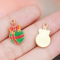 Colgante de bola de Navidad roja y verde de doble cara para hacer joyas personalizadas - Envoltorio de Regalo Redondo de Navidad Verde (19585)