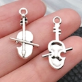 Colgante de violín en aleación de plata para joyería DIY y pulseras de música - Violín (10793)