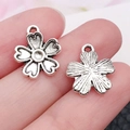 Vintage zilveren bloembedels van legering met bloemblaadjes voor DIY sieraden maken - Antiek Zilver Kersenbloesem (12x16mm)