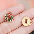 Colgante corona de Navidad con lazo rojo y esmalte verde para fabricación de joyas DIY - Corona de Lunares de Navidad Verde (19587)