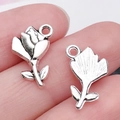 Vintage zilveren bloemenhangers inclusief roos en zonnebloem voor DIY-sieraden maken - Antiek Zilver Bloem (11x15mm)