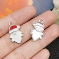 Colgante de Papá Noel de aleación esmaltada para joyas y pulseras DIY - Papá Noel con Barba Larga (19659)