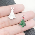Colgante de árbol de Navidad esmaltado verde para pulseras DIY con reverso plateado - Colgante Árbol de Navidad Verde (19655)