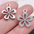 Set van twee vintage zilveren bloemenhangers voor DIY-halskettingen en sieraden maken - Antiek Zilver Bloem (13x17mm)