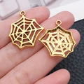 Colgantes de telaraña de aleación dorada para creación de joyas de Halloween DIY - Estilo de Telaraña (20093) / 1 Pieza (22x25.5mm) / Oro antiguo