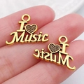 Colgante vintage de bronce I Love Music para pulseras y creación de joyas DIY - Corazón MUSIC (20875)