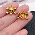 Colgantes de calavera en aleación dorada para creación de joyas DIY y pulseras - Estilo de Calavera (20094) / 1 Pieza (15x14mm) / Oro antiguo