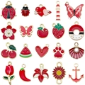 20 Rood-gouden emaille bedeltjes voor doe-het-zelf sieraden in diverse vormen - Gemengde Emaille Rode Stijl (SN1636)
