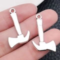 Colgantes de hacha plateados de aleación para collares y llaveros de bricolaje - Hacha de Herramienta Plata Antigua (8520)