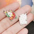 Colgante de oso navideño en trineo rojo de aleación para creación de joyas personalizadas - Trineo Muñeco de Nieve (19668)