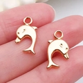 Exquisitos dijes de delfín en oro rosa de aleación para joyería DIY y collares - Delfín de Océano de Oro KC (20705)