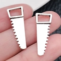 Mini dijes de sierra de mano en aleación de plata para joyería DIY y llaveros - Sierra de Plata Antigua (8524)