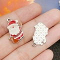 Colgante de Papá Noel esmaltado en rojo y blanco para creación de joyas DIY Navidad - Papá Noel Con Bolsa de Regalos de Jengibre (19669)