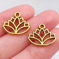 Gouden lotusbloem hanger hol in de hand gehouden voor het maken van sieraden en DIY - Antique Gold Hollow Lotus (14x16mm)