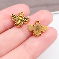 Dijes de abeja en oro vintage para joyería DIY, detalles de aleación de frente y dorso - Estilo Abeja Oro Antiguo (20173) / 13x11mm