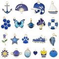 Mix van 20 blauwe emaille bedels met gouden randen voor DIY-sieraden en hobby - Gemengde Emaille Donkerblauwe Stijl (SN1642)