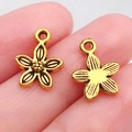 Gouden vijfbladige bloemhangers van legering voor DIY-sieraden en kettingen - Antique Gold Flower (13x10mm)