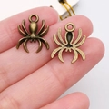 Par de dijes de araña en bronce antiguo de aleación de zinc para joyería de Halloween - Estilo de Araña Pequeña (21) / 1 Pieza/Paquete (14x18mm) / Bronce Antiguo