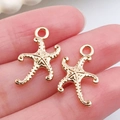 Colgantes de estrella de mar dorada con superficie texturizada para joyería artesanal - Estrella de Mar de Océano de Oro KC (20708)