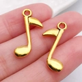 Colgantes de notas musicales doradas de aleación para joyería DIY y pulseras retro - Corchea (20885)