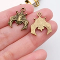 Colgantes de murciélago en bronce antiguo para joyería DIY, vista frontal y trasera - Estilo de Murciélago (1480) / 1 pieza (17x19mm) / Bronce Antiguo