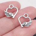 Antiek zilveren gevleugelde hart hangers voor DIY sieraden en handgemaakte accessoires - Antiek Zilveren Hart Vleugels (13333)