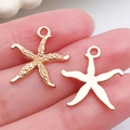 Colgante de estrella de mar dorada para bisutería con acabado texturizado y elegante - Estrella de Mar de Océano de Oro KC (20709)