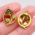 Gouden holle roos hangers van legering voor DIY-sieraden maken op vingertoppen - Antique Gold Hollow Rose (18x12mm)