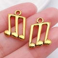 Colgantes de doble nota musical dorados de aleación para pulseras en la mano - Semicorchea (20891)
