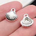 Colgante de concha plateada para joyería DIY, dije de animal marino para pulseras - Concha Océano Plata Brillante (20687)