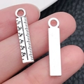 Colgantes de regla y placa lisa de aleación plateada para joyería DIY y llaveros - Regla de Plata Antigua (12157)