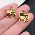 Antikgoldener Bulldoggen-Anhänger aus Legierung für DIY-Halsketten und Armbänder - Antikgold Mops (20559)