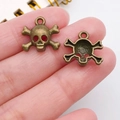 Colgantes de calavera de bronce vintage para crear joyas y manualidades de bricolaje - Estilo de Calavera (20103) / 1 Pieza (15x14mm) / Bronce Antiguo
